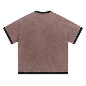 250 Gsm Unisex Designer Distress Vintage <b>T</b>-shirt Custom LOGO Men Heavyweight Double Layer Oversize Stone Acid Wash <b>T</b> Shirt - Product Image 2