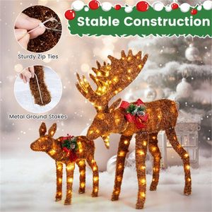 Set Decorativo Natalizio con Luci LED, Ornamento a Forma di Alce Illuminato in 2 Pezzi per Casa e Esterni, Decorazioni Invernali - Product Image 6
