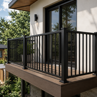 Luxuriöses Schwarzes Aluminium Modernes Wandmontiertes Balkon-Treppengeländer Dekoratives Metall-Geländer Villa-Terrassen-Sicherheitszaun