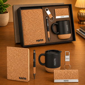 Set de Regalo Empresarial de Corcho Personalizado con Logotipo Premium, Impreso, con Libreta, Taza, Bolígrafo, Llavero, Tarjetero, Set de Oficina para Escritorio - Product Image 1