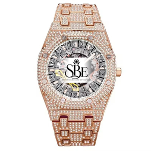 Best Quality Silver Rose Gold Fully Iced Out White Diamond Wrist Watch for Gifts Party and Occasion Available for Best Price - Product Image 1