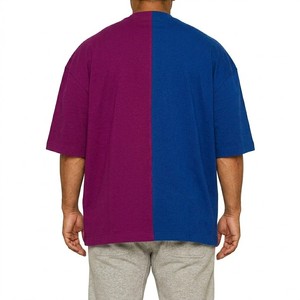 T-shirt Homme 2026 Bicolore Violet et Bleu Coupe Ample Décontractée Col Rond Manches Courtes Coton Doux Été Quotidien Élégant - Product Image 4