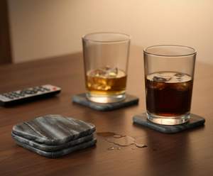 Juego de Posavasos de Piedra Natural Tallada StonKraft Kleo para Café, Té y Cerveza - Product Image 3