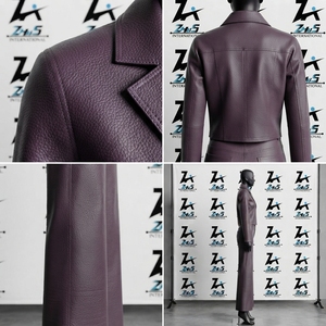 Survêtement en cuir uni pour femme avec logo personnalisé, col boutonné, manches longues, élégant, tenue d'automne, streetwear - Product Image 4