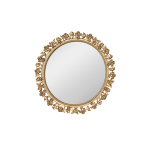 Miroir mural rond moderne avec cadre en fer doré à motif floral pour salon, entrée et décoration intérieure au meilleur prix - Product Image 2
