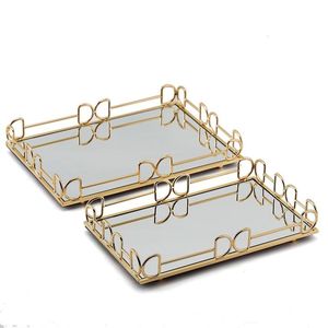 Premium Gold Metal <b>Mirror</b> Serving Storage <b>Tray</b> Luxury Decorative Serving Platter For Hotels Wedding Gift Modern Home Accessories - Product Image 2