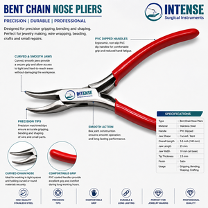 Pince à bec courbé professionnelle en acier inoxydable pour bijoux, avec poignées en PVC pour le façonnage de fils - Product Image 2