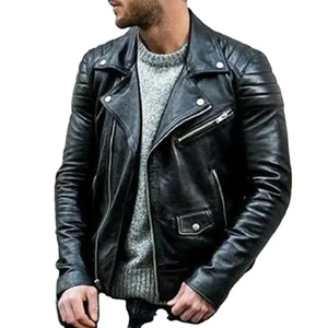 <b>Men</b> Winter Genuine Leather Canvas Motorcycle Bomber <b>Jacket</b> Zipper Faux <b>Fur</b> Fleece Pilot Vintage Waterproof Windproof Black Red - Product Image 2