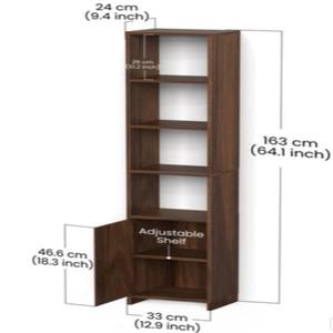 ตู้หนังสือไม้เอ็นจิเนียร์แบร์เนียพร้อมชั้นวางและประตูด้านล่างสำหรับจัดเก็บ - Product Image 3