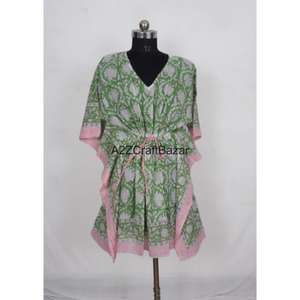 Vestido Kaftán Midi de Algodón 100% Hecho a Mano para Mujer, Estilo Casual Romántico Vintage con Estampado Floral, Cuello en V, Manga Corta, Ligero, para Primavera - Product Image 4