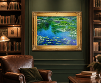 Peinture murale acrylique style impressionniste peinte à la main, feuilles de lotus d'été au bord du lac, belles images pour décorations suspendues