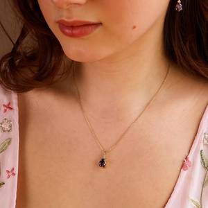 Collar de amatista, plata de ley 925, chapado en oro vermeil de 14 quilates, joyería con circonitas, regalos de aniversario y cumpleaños para ella - Product Image 2