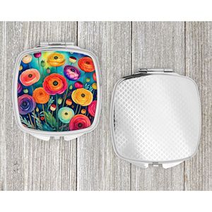 Espejo de maquillaje de bolsillo de mano plegable colorido Ranunculus espejo de maquillaje de viaje decorativo para mujeres y niñas regalo - Product Image 4
