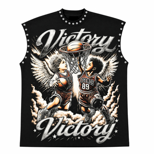 Camiseta sin Mangas con Estampado Gráfico Urbano Vintage Personalizada, Camiseta Holgada de Algodón, Estampado Justice Forever, Top Urbano Personalizado - Product Image 4