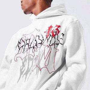 Ensemble de survêtement blanc à capuche pour homme, motif lettres imprimées, streetwear, pantalon de jogging, manches longues, coupe ample, automne, logo 1999 - Product Image 6