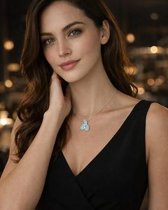 Larimar Teardrop <b>Triple</b> <b>Necklace</b> 925 Sterling Silver Natural Gemstone Layered Pendant Jewelry for Women Wholesale - Product Image 2