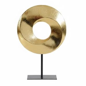 Modern Metallic Gold Twisted Ring <b>Table</b> Sculpture with Matte Black Stand for Living Room Accent <b>Decor</b> - Product Image 6