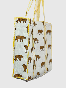<b>Leopard</b> <b>Print</b> Cotton Tote Bag Fashion Open Closure Women's Shopping Bag All Seasons - Product Image 2