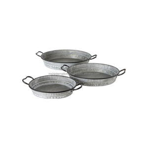 Plateaux de service à chocolat argentés en métal galvanisé personnalisé Plateau de stockage de fruits pour aliments de service avec métal - Product Image 6