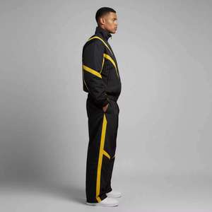 OEM Men's Black Yellow Color Blocking Tracksuit Set <b>Stand</b> Collar Zipper Sporty Windbreaker Two Piece Outerwear Windbreaker Suit - Product Image 2