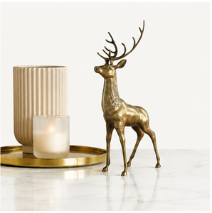 Majestic Handcrafted Golden Brass Deer Statue Elegant Metal Reindeer Sculpture For <b>Christmas</b> Holiday Decor & Luxury Home Accent - Product Image 2