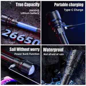 CITICITY Tactical Flashlight High Lumens <b>Rechargeable</b> USB Super Bright <b>LED</b> 4 Modes & Waterproof Outdoor Indoor - Product Image 3