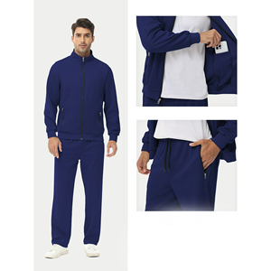 Conjunto Deportivo de Invierno para Hombre, Tallas Grandes, Color Sólido, Corte Regular, Informal, con Bolsillos Ecológicos, Orientado a la Exportación - Product Image 6
