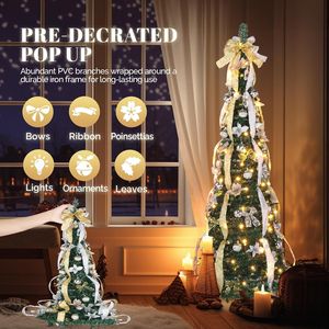 Albero di Natale Artificiale Pop-up in Metallo Robusto da 180 cm con 150 Luci Bianche Calde per Decorazioni Festive - Product Image 3