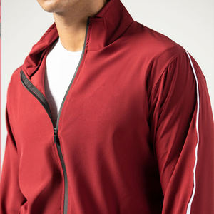 Ensemble de survêtement rouge pour homme, sweat-shirt et pantalon à fermeture éclair intégrale, respirant, coupe classique, vêtements d'automne, couleur unie, matière polyester - Product Image 5