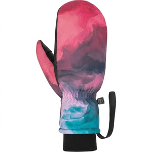 Mitaines de ski d'hiver unisexes personnalisées en polyester thermique isolant avec impression par sublimation rose et noir - Product Image 1