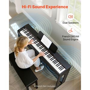 Pianoforte Digitale Compatto a 88 Tasti Completamente Pesati con Triplo Pedale, Tastiera Elettrica, Supporto e Adattatore di Alimentazione - Product Image 3