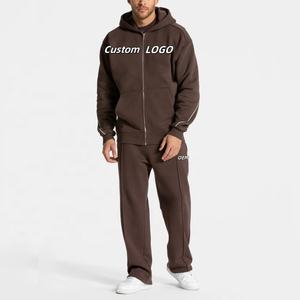 ชุดเซ็ตฮู้ดดี้ซิปแบบมีซิป MOQ ต่ำ รับทำโลโก้ เสื้อผ้ากีฬาผ้าฟลีซ ชุดวอร์มสองชิ้น รับผลิตแบบ OEM ODM ขายส่ง สหรัฐอเมริกา - Product Image 5