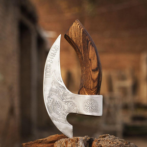Cortador de Pizza Vikingo de Acero de Alto Carbono, con Mango de Madera y Diseño de Cabeza de Tomahawk, Herramienta de Cocina Premium, Cuchilla de 3 1/2 Pulgadas, 3 Años de Garantía, ¡Gran Venta! - Product Image 1