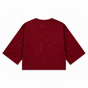 Camiseta de punto para hombre con estampado de puntos rojos brillantes, corte regular, cuello redondo, estilo casual - Product Image 2