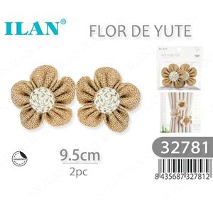 Fiore di Iuta Ilan 9,5cm 2 Pezzi Decorazione Artigianale - Product Image 1