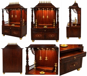 Buy Designer Pooja Ghar <b>Mandir</b> for Home Modern Teak Wood Professional Customized Temple Best Pooja Room Design Wholesale Prices - Product Image 4