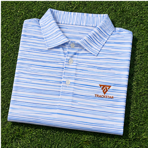 Trackstar Men's Sky <b>Blue</b> White Striped <b>Polo</b> <b>Shirt</b> Short Sleeve Button Collar Casual Golf <b>Shirt</b> Custom Logo - Product Image 6