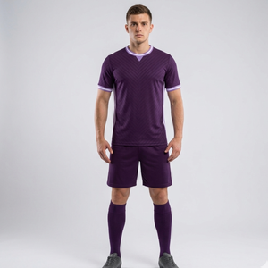 High Quality Deep Purple Soccer uniform Set with Lavender & White Trim Sublimated Football Uniform - Product Image 4