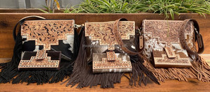 Nouvelle usine personnalisée femmes sacs à bandoulière à franges en cuir usiné à la main et porte-cartes en cuir usiné à la main ensembles de portefeuilles à deux volets - Product Image 3