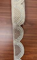 Bordure en dentelle de luxe de 3,5 pouces, richement brodée de perles et de motifs miroir, pour robes de mariée