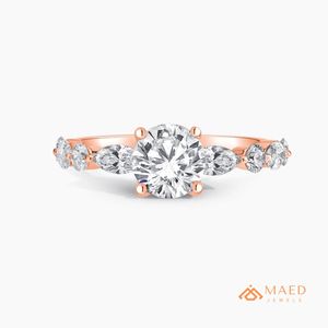 Bague de luxe en moissanite taille brillant plaquée or rose pour femme – Bijou élégant pour fiançailles, mariage, anniversaire et soirée - Product Image 1