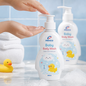 Botella de PET Curva de 300ml para Jabón Corporal de Bebé, Color Blanco Opaco, con Bomba Dosificadora para Champú y Gel de Ducha para Niños, Fabricante de Vietnam - Product Image 3