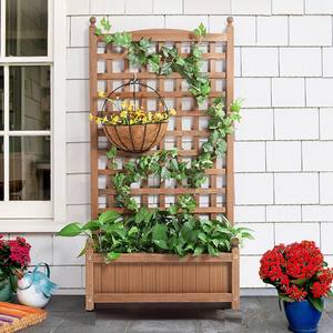 Jardinera elevada de madera con enrejado para exterior, caja de plantación vertical para flores con paneles de celosía y jardinera para patio - Product Image 3