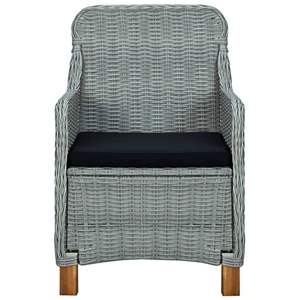 Ensemble de 2 chaises de jardin en polyrotin gris clair, taille moyenne - Product Image 4