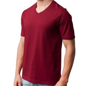 T-shirt pour homme en coton 100% de qualité supérieure, design personnalisé, logo personnalisé sur le devant, col en V, style décontracté, séchage rapide, respirant, manches courtes - Product Image 3