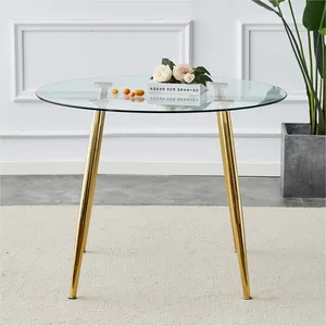 Premium Artisan Metal Coffee <b>Table</b> with Decorative Designer BaseModern Round Glass Coffee <b>Table</b> with Gold Metal Legs Eco-Friend - Product Image 1