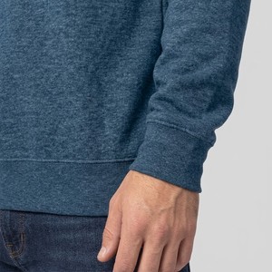 Sweat-shirt à col rond pour homme, bleu marine chiné, coupe classique, molleton brossé doux, manches longues, décontracté, pour tous les jours, hiver - Product Image 4