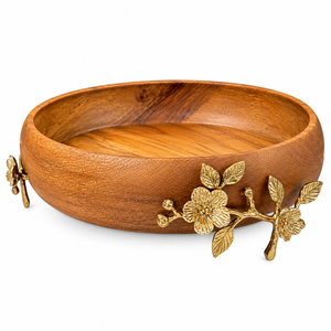 Bol de service en bois artisanal avec poignée en argent sterling en forme de dragon, bol à fruits de luxe en bois pour la décoration de la table à la maison ou à l'hôtel - Product Image 4
