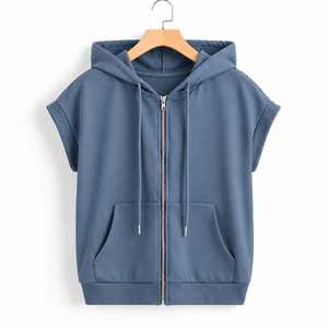 Sudadera con Capucha sin Mangas para Hombre, con Cierre, Color Sólido, Felpa Francesa, Estilo Casual Urbano, Corte Regular, Transpirable y de Secado Rápido - Product Image 6