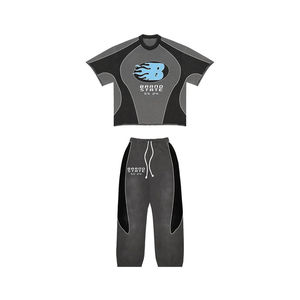 ชุดเซ็ต 2 ชิ้น พิมพ์ลายโลโก้แบรนด์สำหรับผู้ชาย |   เสื้อยืดและกางเกงชุดวอร์ม |   คุณภาพสูง ผลิตตามสั่ง OEM 2026 - Product Image 3